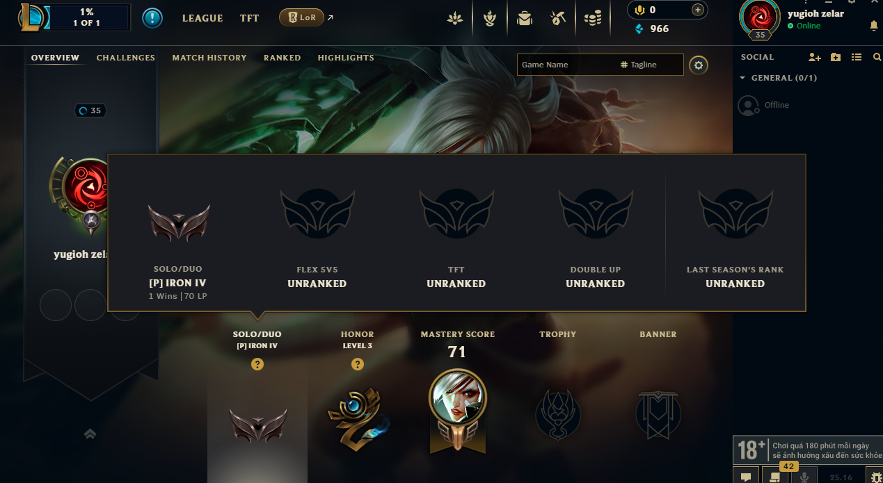 Acc LMHT #TRẮNG THÔNG TIN 100%-Đánh được rank luôn - Không Khung