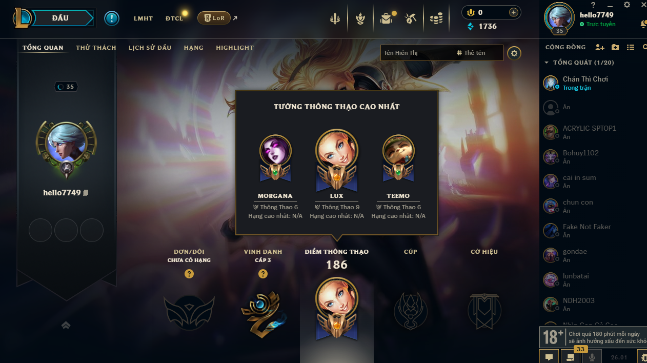 Acc LMHT # - Không Khung