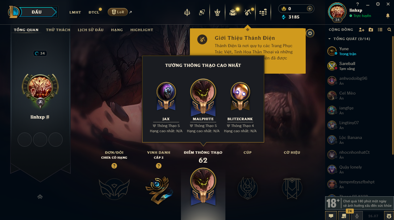 Acc LMHT #Trắng Thông Tin 100% - Unrank All Mùa - Không Khung