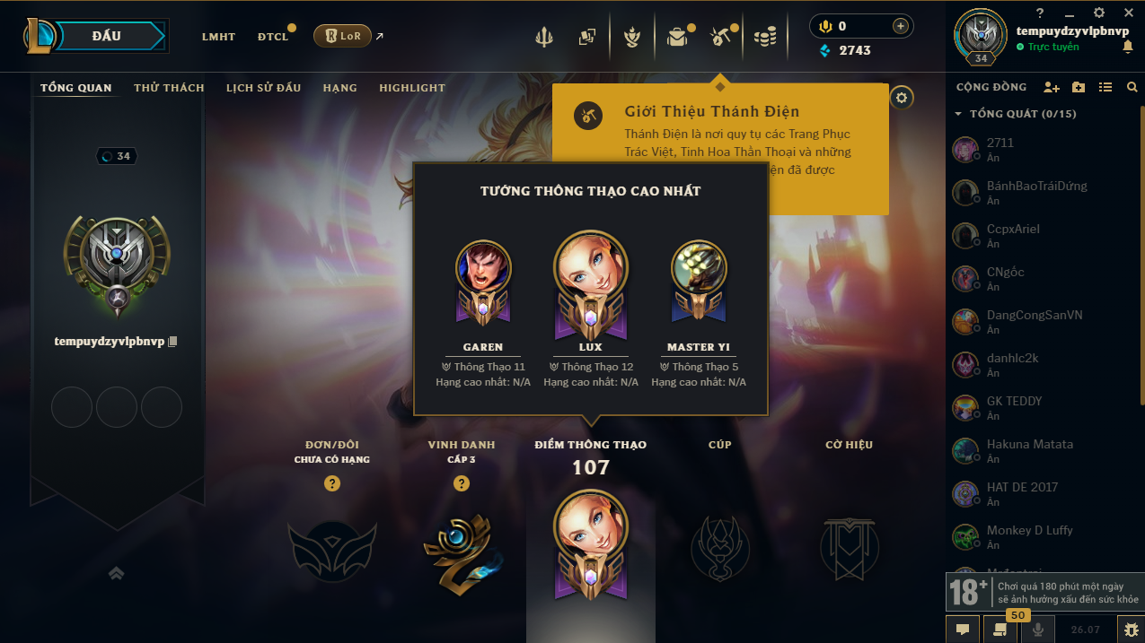 Acc LMHT #Trắng Thông Tin 100% - unrank All Mùa - Không Khung