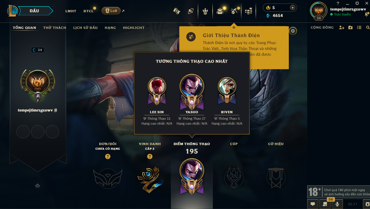 Acc LMHT #Unrank ALL mùa - Trắng Thông Tin  100% - Không Khung