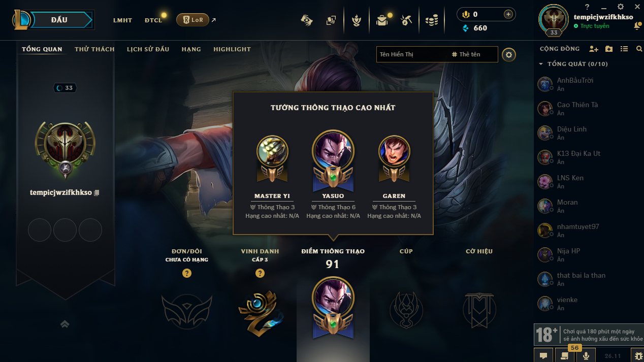 Acc LMHT #Unrank ALL mùa - Trắng Thông Tin  100% - Không Khung