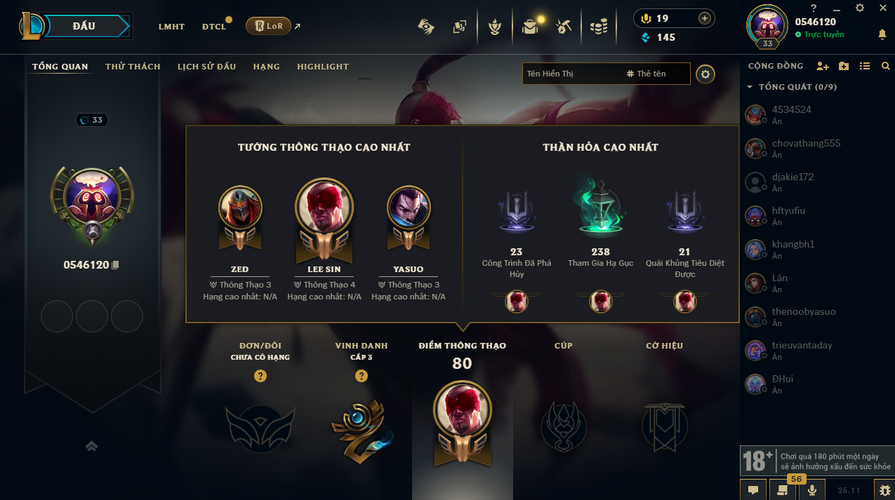 Acc LMHT #Unrank ALL mùa - Trắng Thông Tin  100% - Không Khung