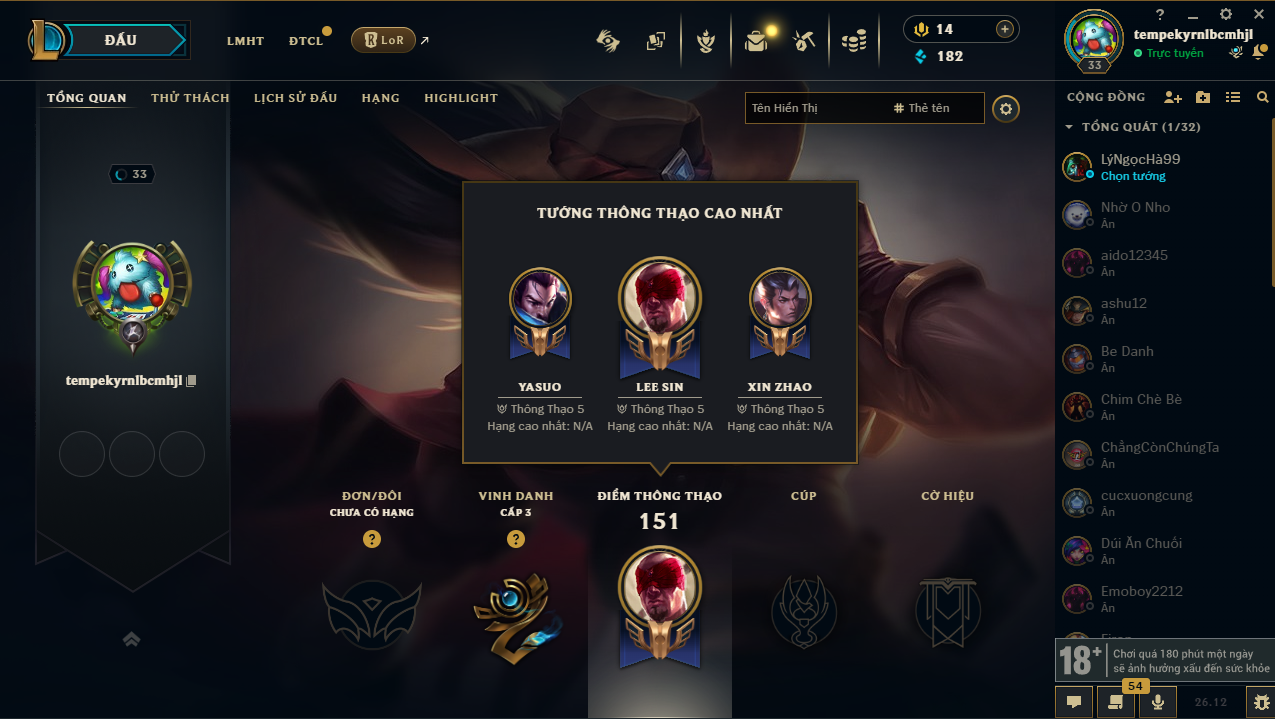 Acc LMHT #Trắng Thông Tin 100% - Unrank All mùa - Không Khung