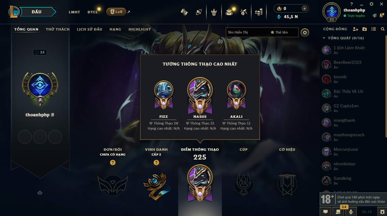 Acc LMHT #Trắng Thông Tin 100% - Unrank All mùa - Không Khung