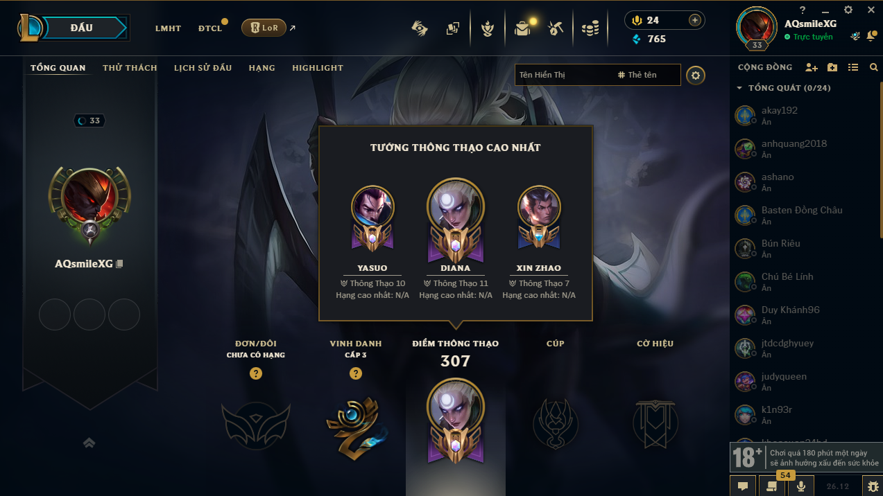 Acc LMHT #Trắng Thông Tin 100% - Unrank All mùa - Không Khung